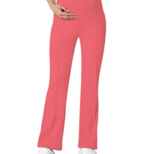 Adjustable Maternity Flare Pant Coral Pink