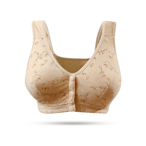 Floral Bliss Front Button Bra Light Beige